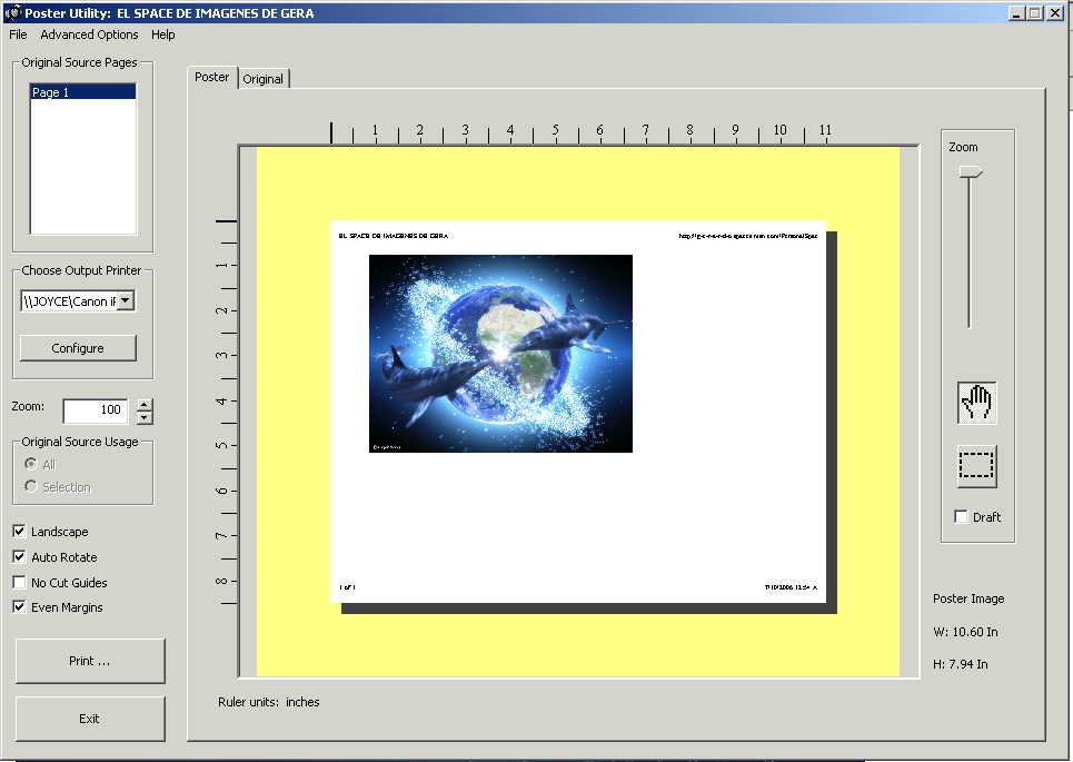 poster utility dialog initially after print