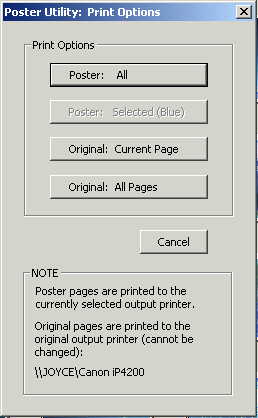 poster utility print options dialog