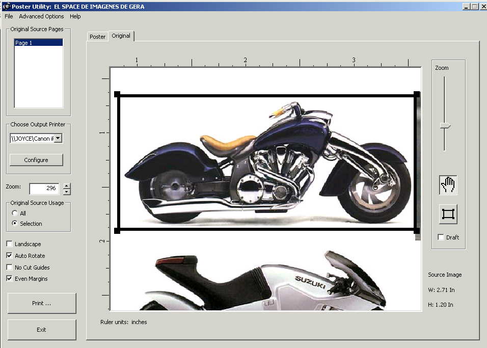 screen shot showing motorcyle image being captured